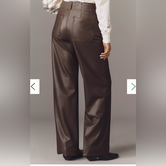 NWT Anthropologie TALL Colette Full-Length Faux Leather Studded Wide Leg Pants - Picture 2 of 6